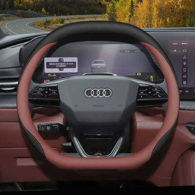 Audi steering wheel covers for new Q5L A5L A6L A4L A7L Q3 Q2L A3 A8 ultra-thin genuine leather handlebar covers