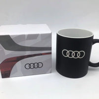 Audi Four Rings Signature Ceramic Mug – Matte Black Gift-Boxed Edition