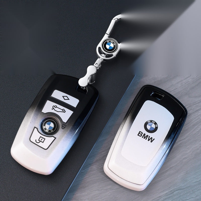 BMW smart key fob case D shape with metal buckle