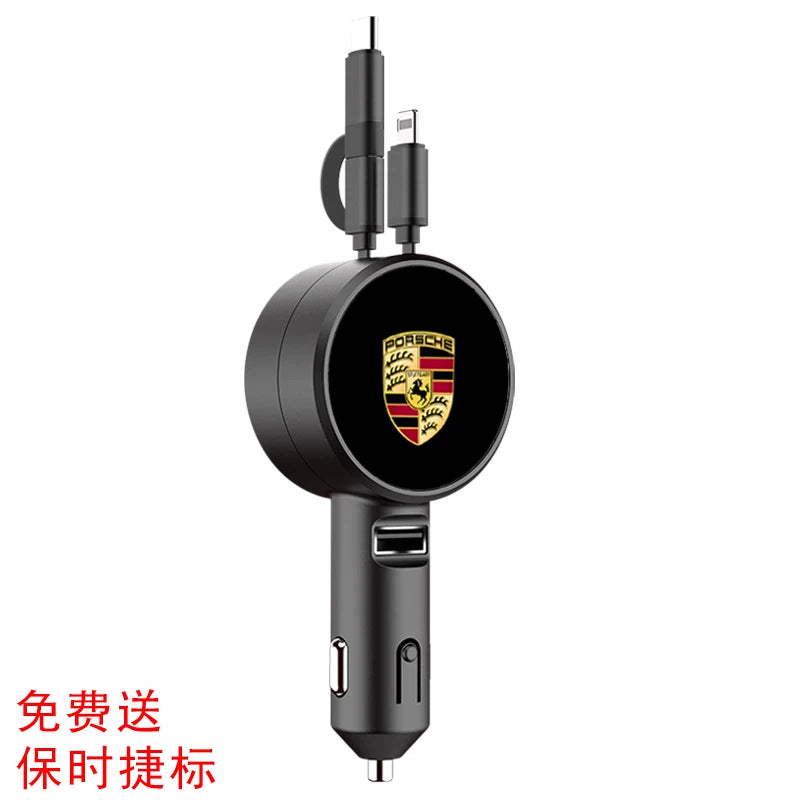 Suitable for Porsche special telescopic car charger one drag two fast charging charging line Cayenne Panamera car charger