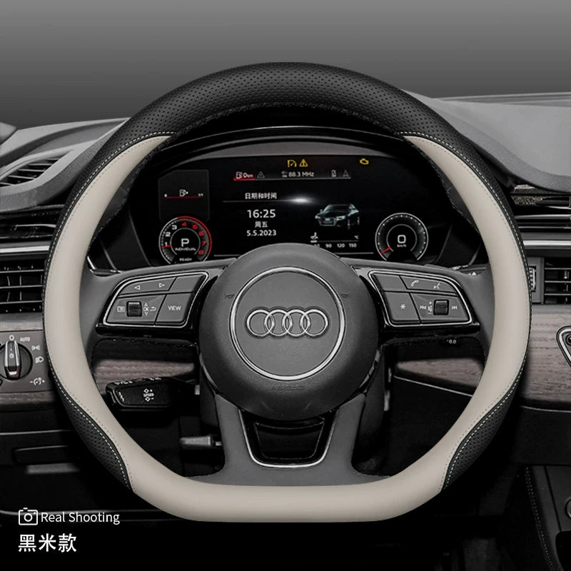 Audi steering wheel covers for new Q5L A5L A6L A4L A7L Q3 Q2L A3 A8 ultra-thin genuine leather handlebar covers