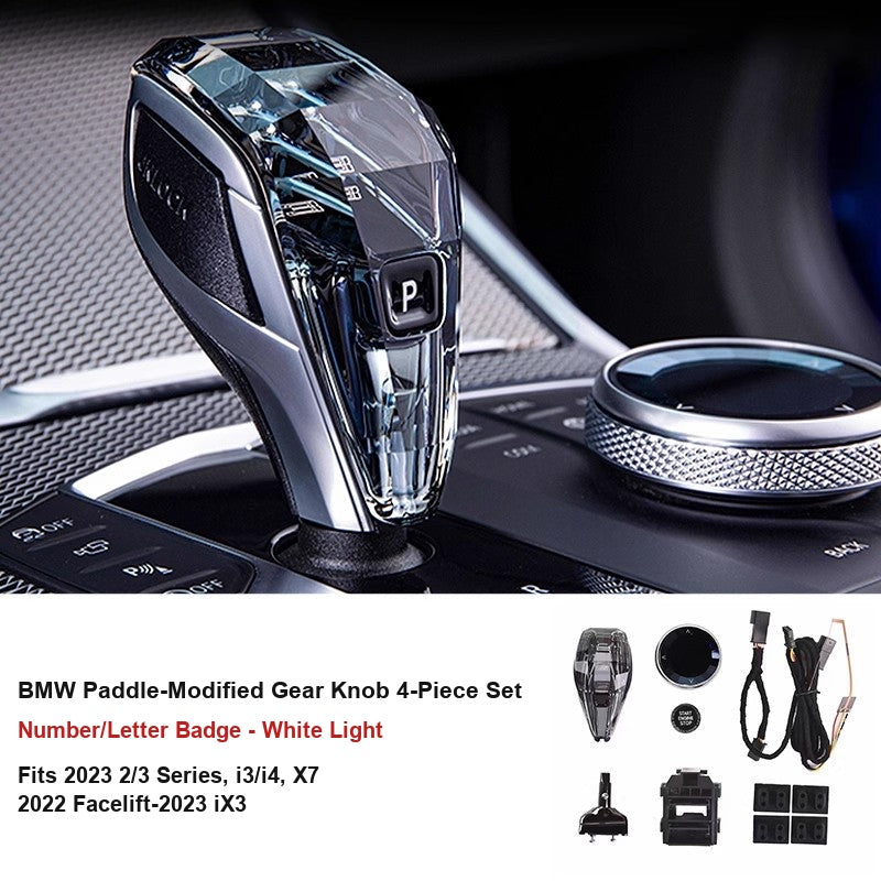 BMW Paddle-Modified Gear Knob 4-Piece Set - Number Letter Badge