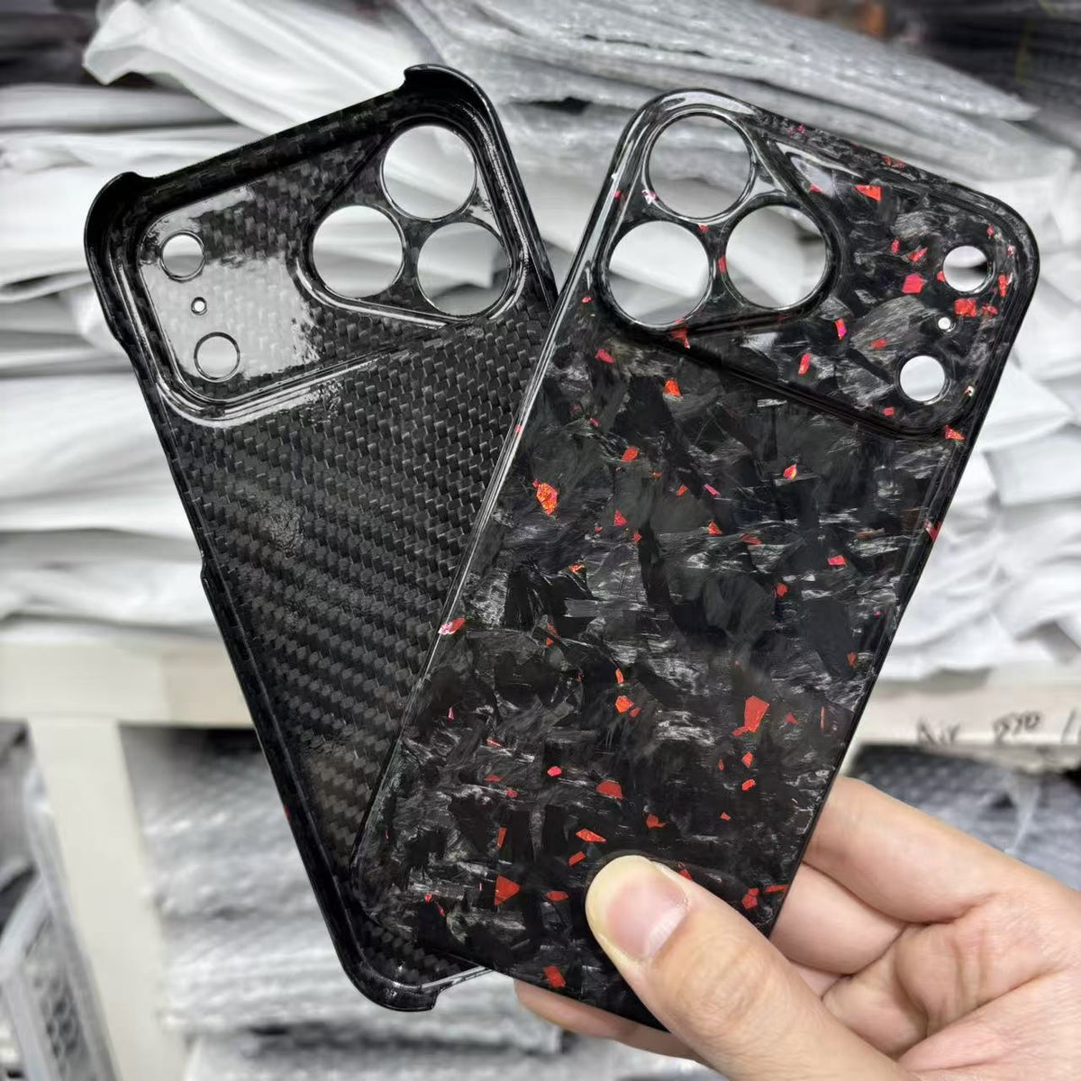 Forged Carbon Fiber iPhone Case – Luxury Green Flake Design | Shockproof & Slim Fit