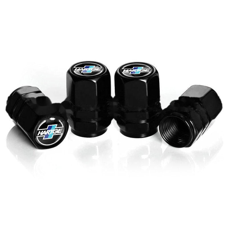 Hartge black tire valve caps, set of four