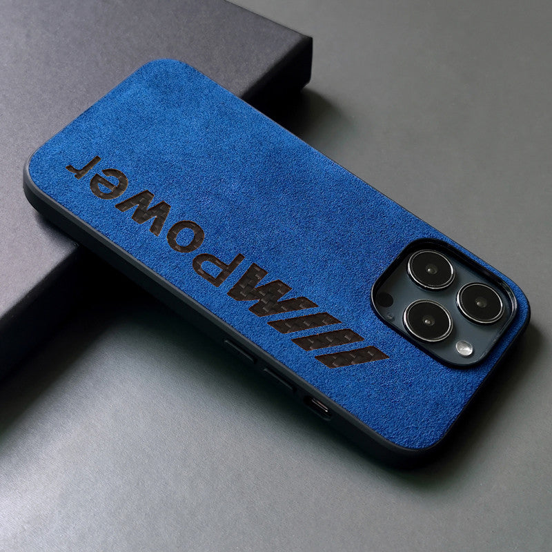 BMW M Power carbon suede iPhone case in Indigo Blue