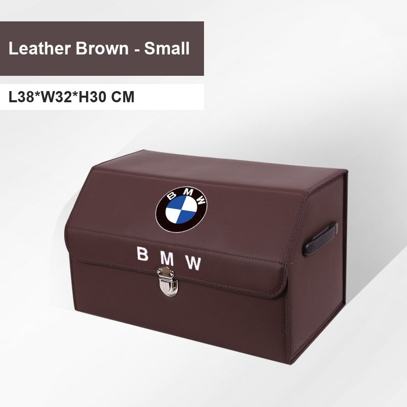 BMW leather trunk storage box - Logo Style: Medium 38cm, Brown Color, BMW Logo