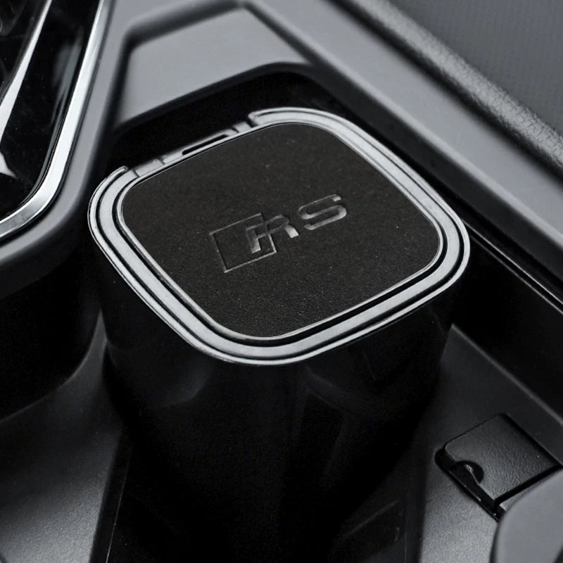 The car ashtray is suitable for BMW M STANDARD, AUDI RS, MERCEDES BENZ AMG, Volkswagen R suede multi-function ashtray