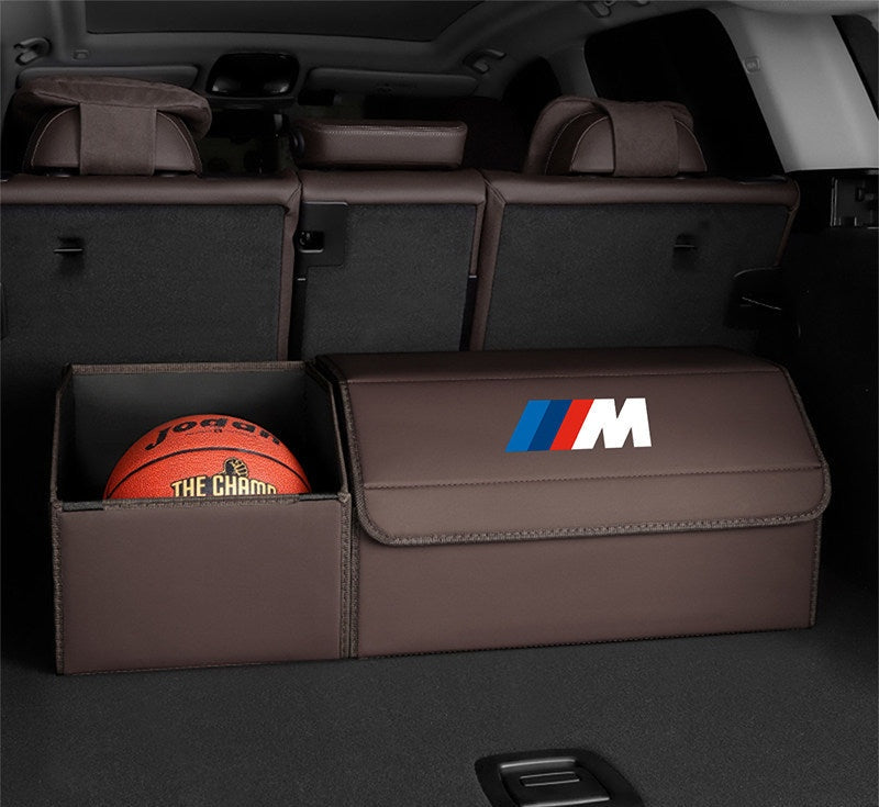 BMW trunk storage box, medium size, mocha brown color, extended, open basket