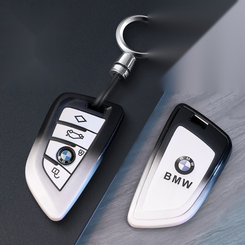 BMW smart key fob case F shape with ring buckle