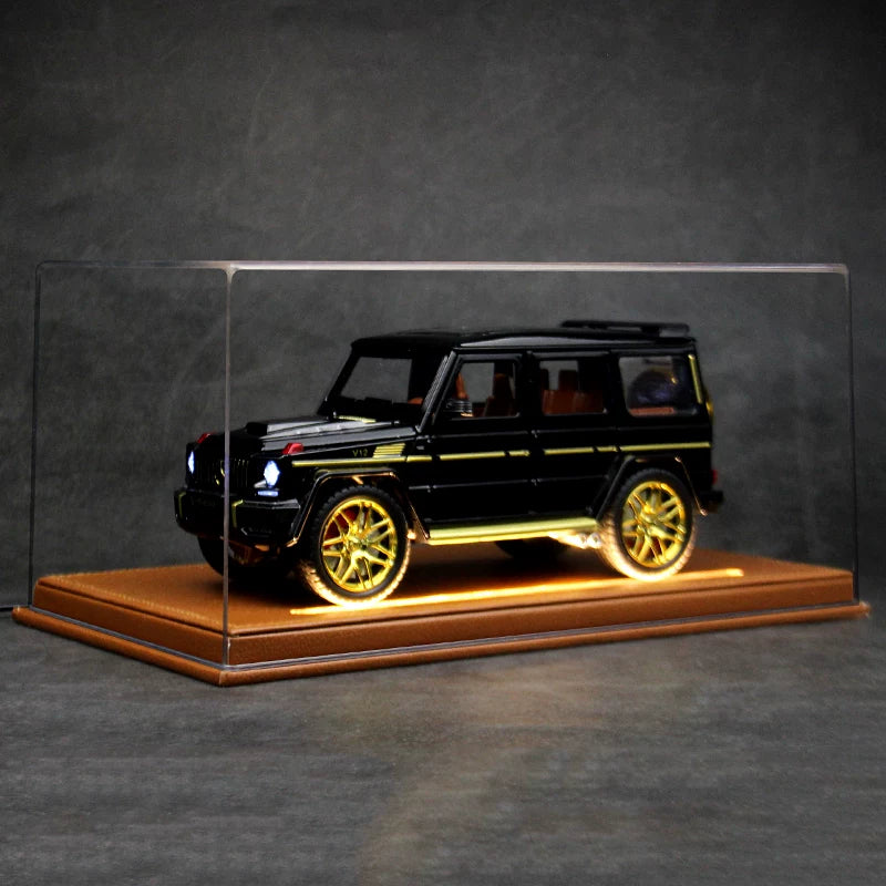 Black 1:24 Mercedes-AMG G63 diecast model – LED Leather Display Case (Clear)