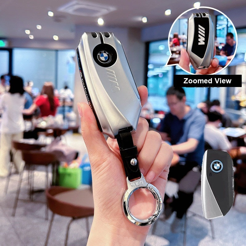 BMW key fob case - E Edition Night Silver [with round leather buckle]
