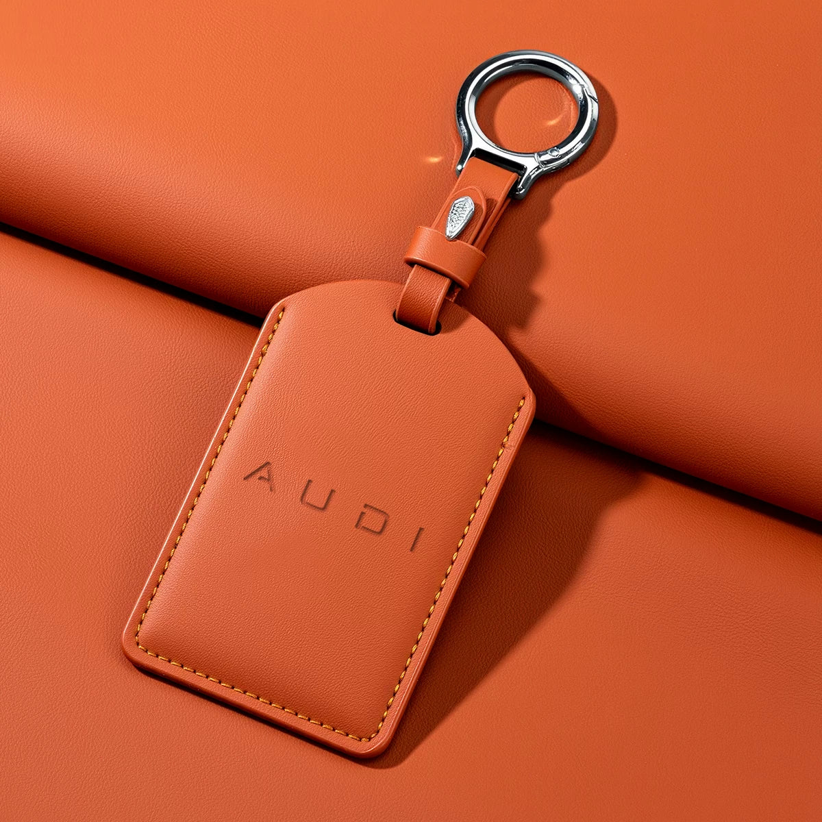 Audi Signature Nappa Leather Card Key Case – Embossed Emblem with Strap or Key Ring