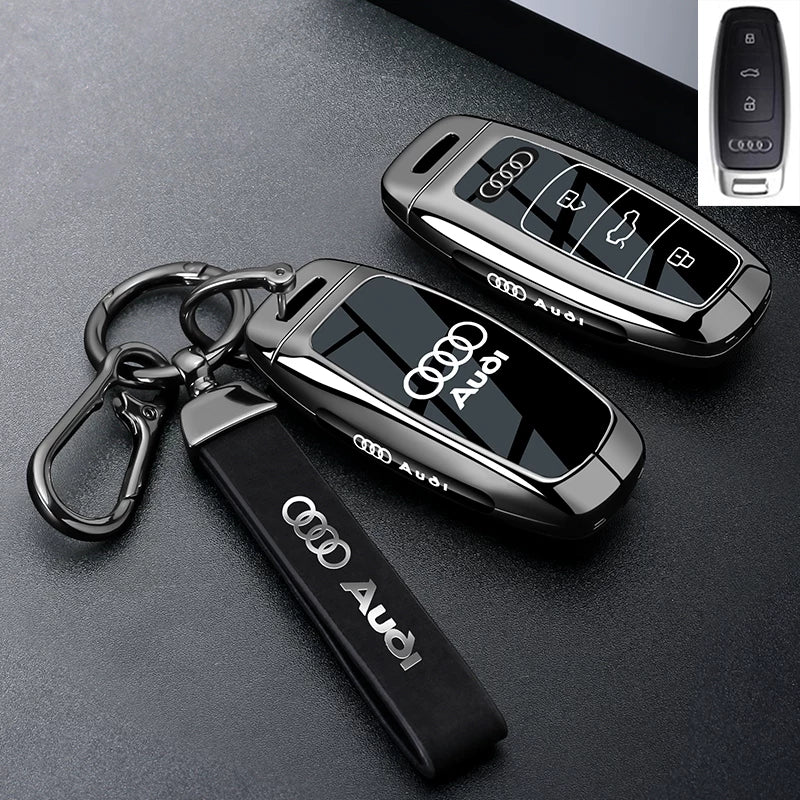 Audi Black Warrior Key Case – Piano-Gloss Shell with Gunmetal Frame
