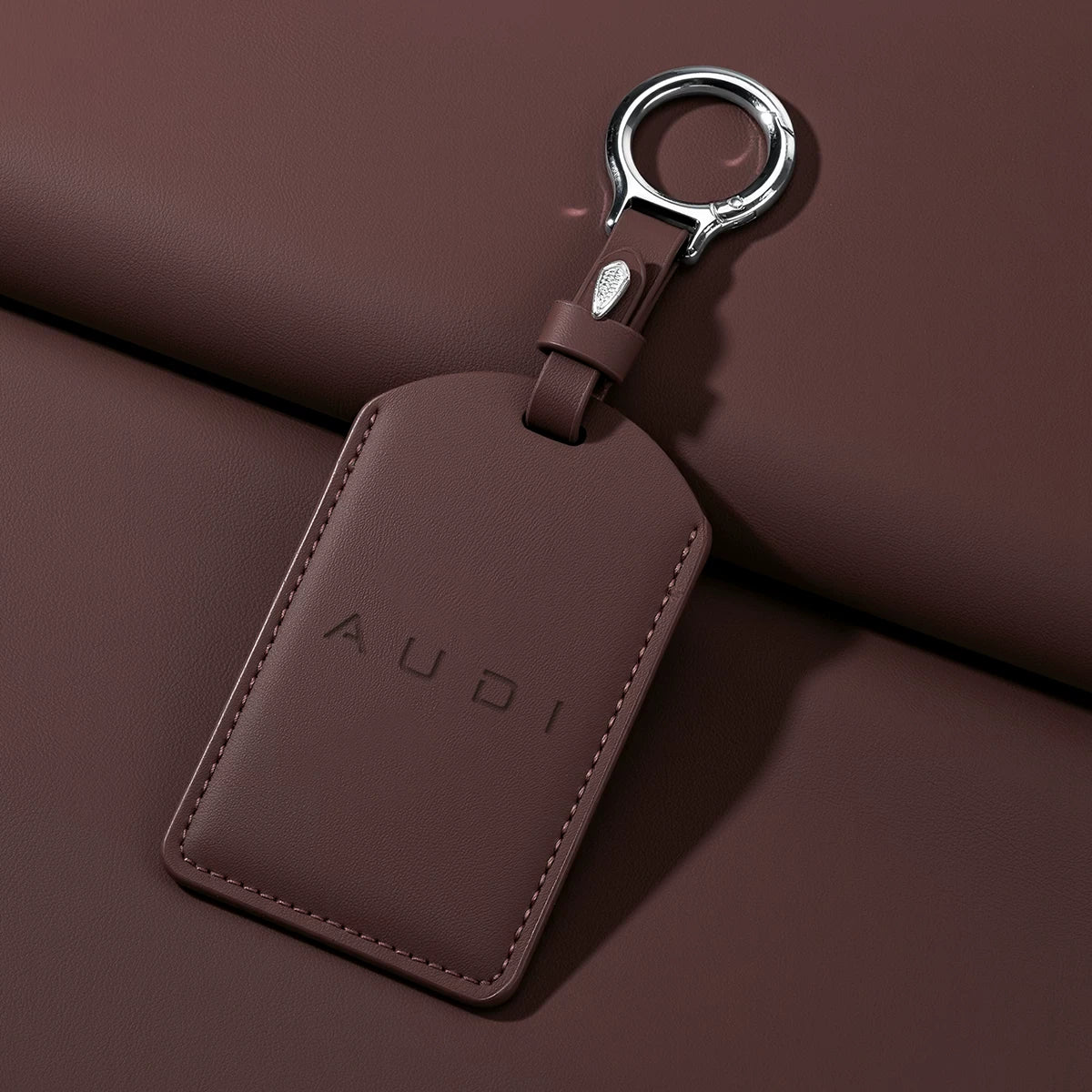 Audi Signature Nappa Leather Card Key Case – Embossed Emblem with Strap or Key Ring