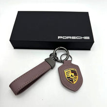 Porsche Heritage Crest Key Fob – Genuine Leather Wrist Loop in Signature Colours