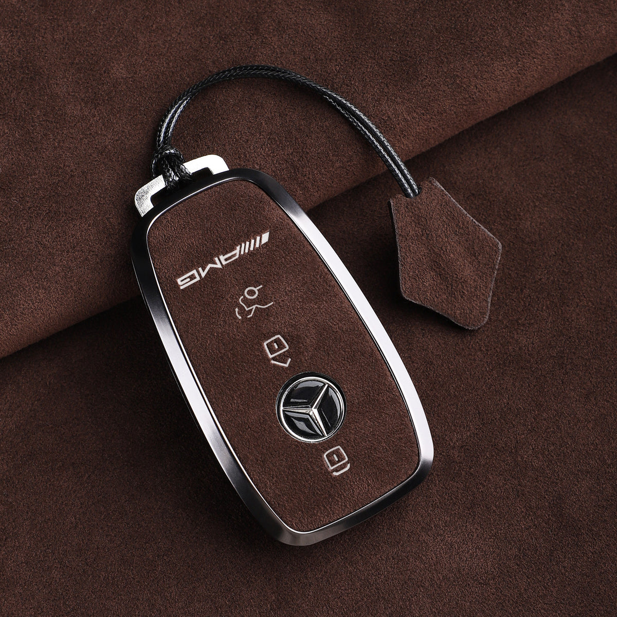 Premium ægte Alcantara Mercedes-AMG nøgleetui – Importeret italiensk ruskind med legeringsramme til G63, G500, G350 og A35L