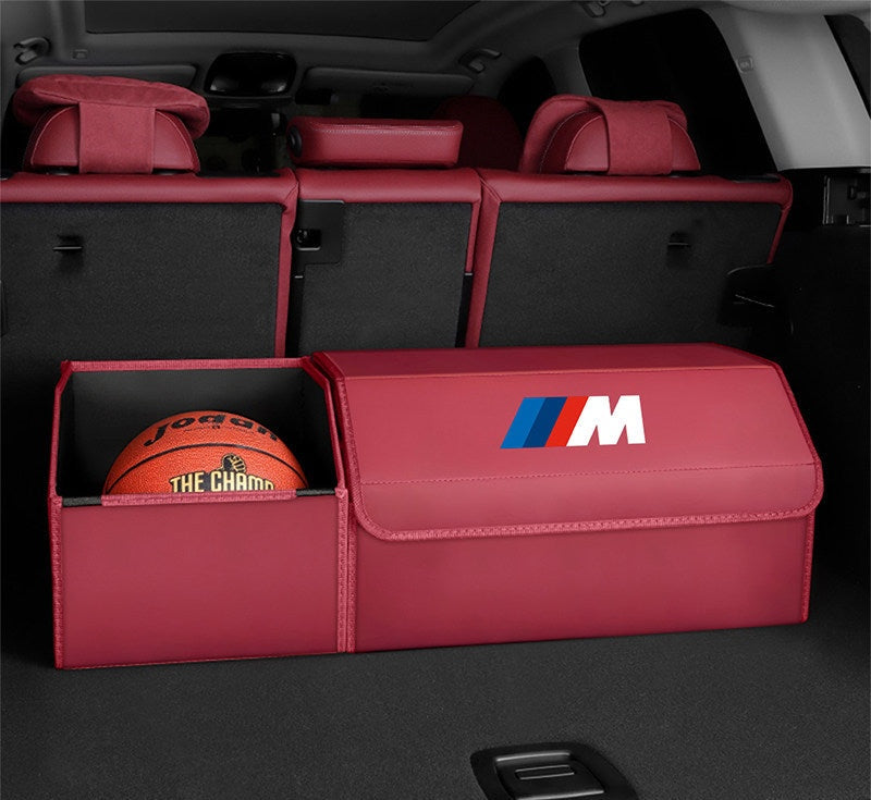 BMW trunk storage box, medium size, burgundy color, extended, open basket