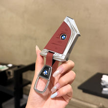 Funda para llave inteligente BMW - Carcasa de aleación con llavero de cuero