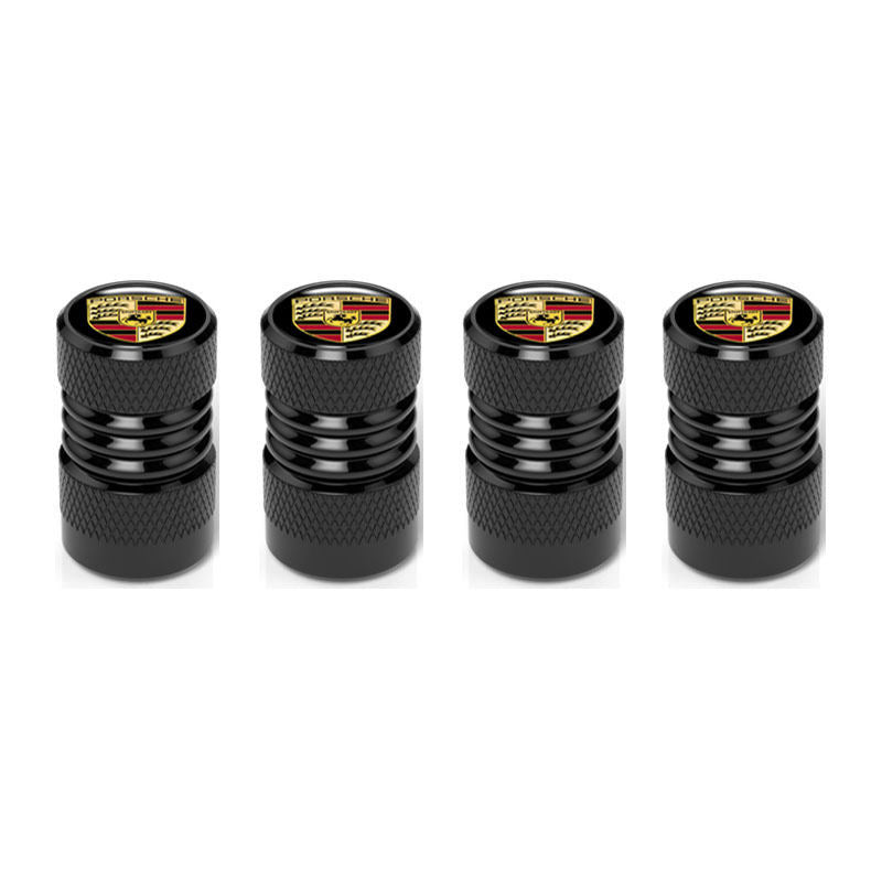 Porsche Crest Signature Tire Valve Caps – Knurled Metal Luxury Edition