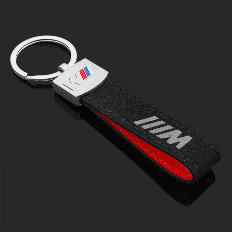 Suede suede, BMW M three-color sport badge, Audi Sline Mercedes-AMG car modification emblem keychain