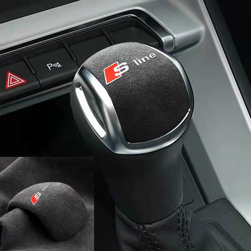 Audi S line Prestige Suede Shift Knob Cover – Soft-Touch Microfiber, Self-Adhesive Fit
