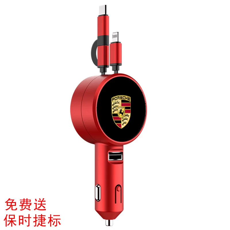 Suitable for Porsche special telescopic car charger one drag two fast charging charging line Cayenne Panamera car charger