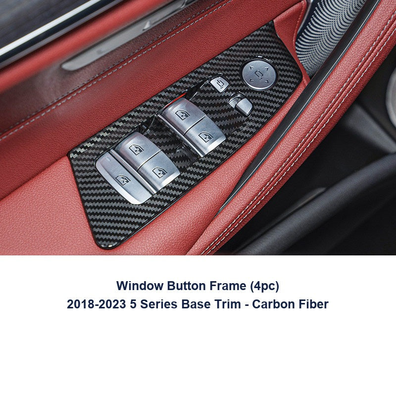 BMW door handle cover - 2018-2023 New 5 Series Base Trim [4-piece window button frames] carbon fiber pattern