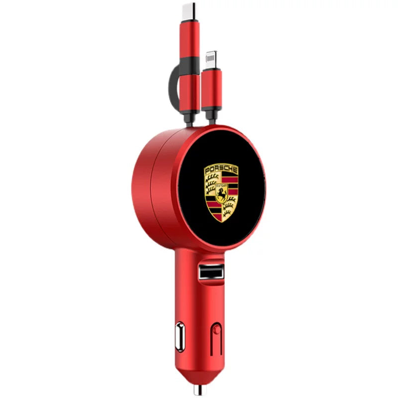Suitable for Porsche special telescopic car charger one drag two fast charging charging line Cayenne Panamera car charger