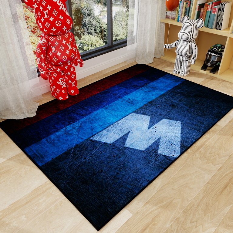BMW M Stripe Racing Carpet – Non-Slip Rug for Sim Racing and Gaming Rooms