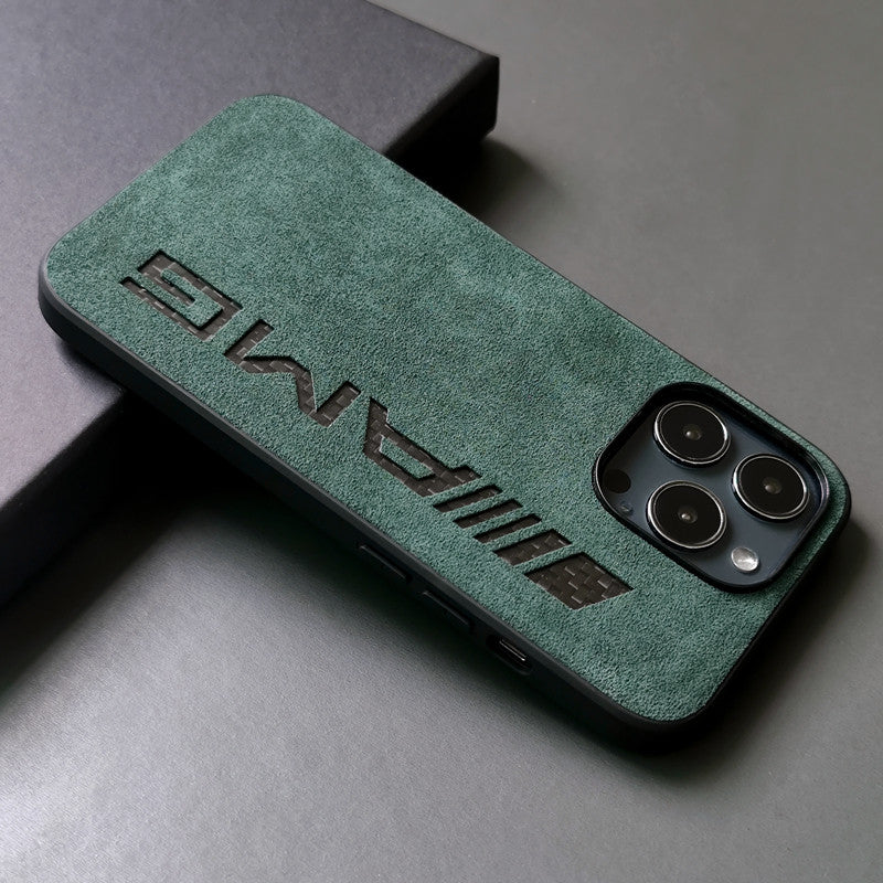 AMG carbon suede iPhone case in Dark Green