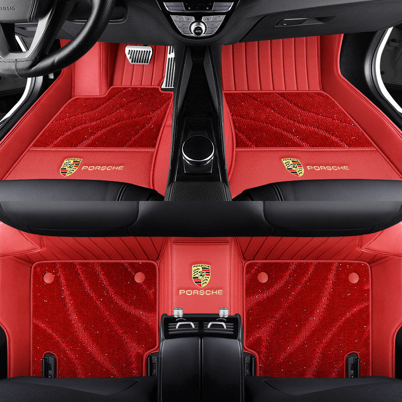 Porsche Signature Leather Floor Mat Set – Full-Surround Tailored Fit with Crest Emblem