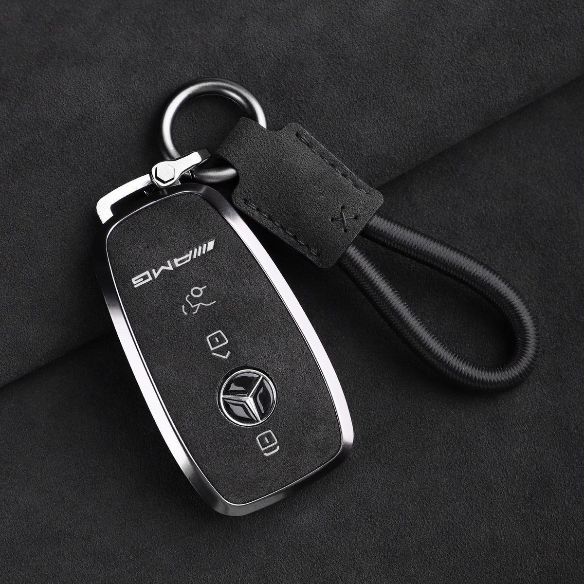 Premium ægte Alcantara Mercedes-AMG nøgleetui – Importeret italiensk ruskind med legeringsramme til G63, G500, G350 og A35L