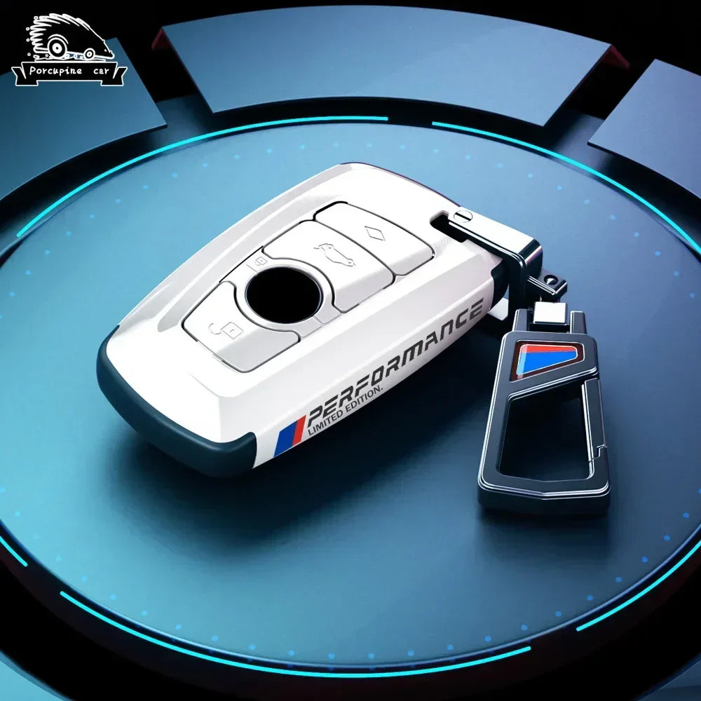 BMW white smart key case, plain finish