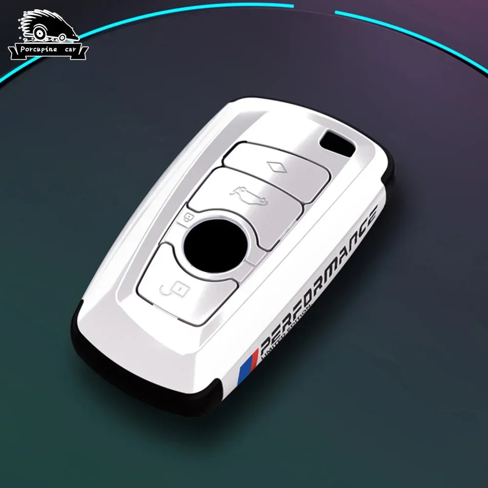 BMW white smart key case, minimal design