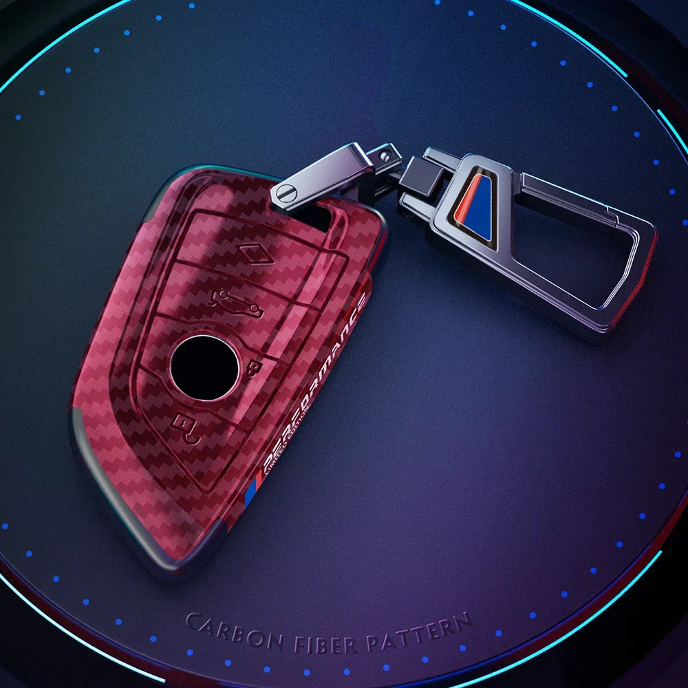 BMW carbon fiber key cover in red