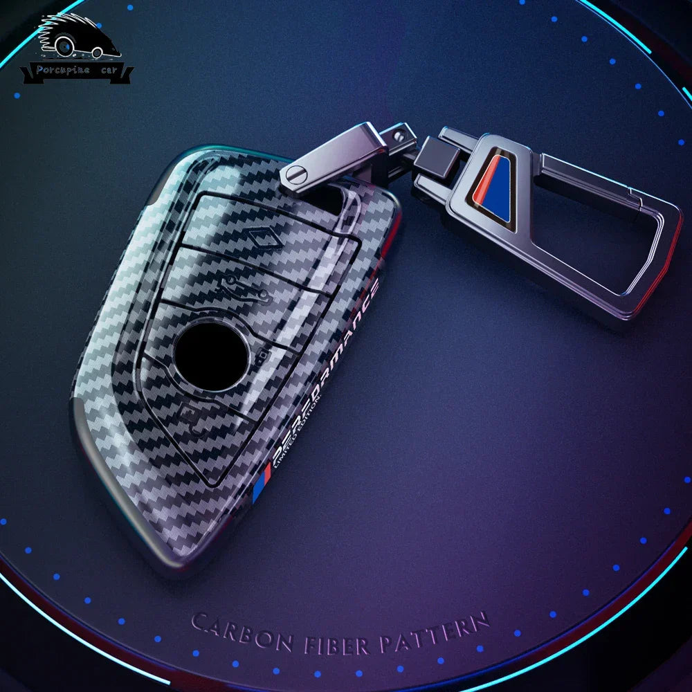 BMW carbon fiber key cover black metal style