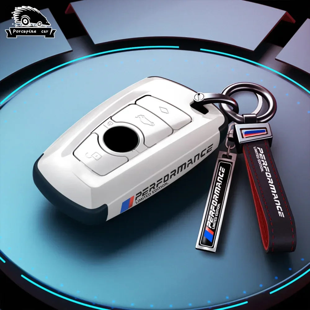 BMW white smart key cover with keychain