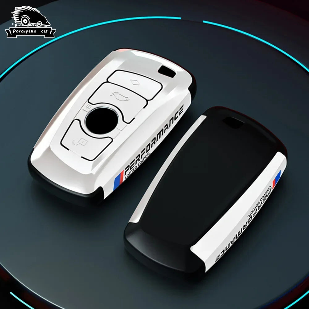 BMW white smart key case open, showing interior fit