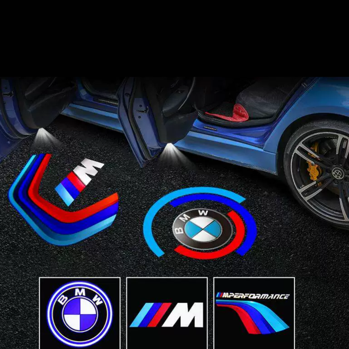 BMW angel logo and M logo door projector light comparison