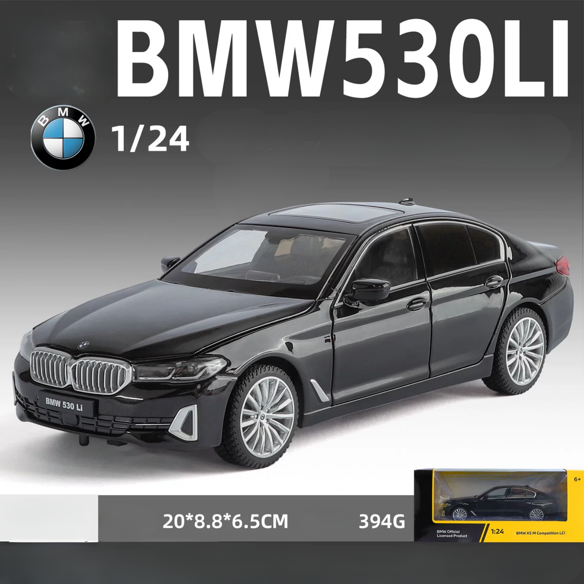 1:24 BMW 5 Series 530Li Alloy Diecast Model – Custom License Plate Edition