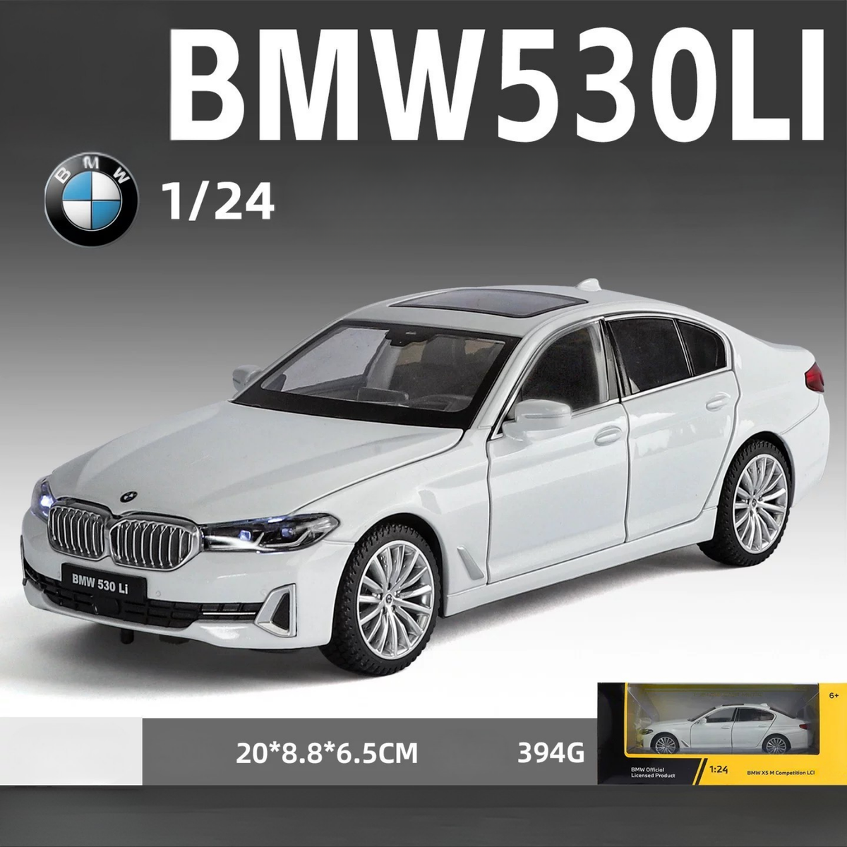 1:24 BMW 5 Series 530Li Alloy Diecast Model – Custom License Plate Edition
