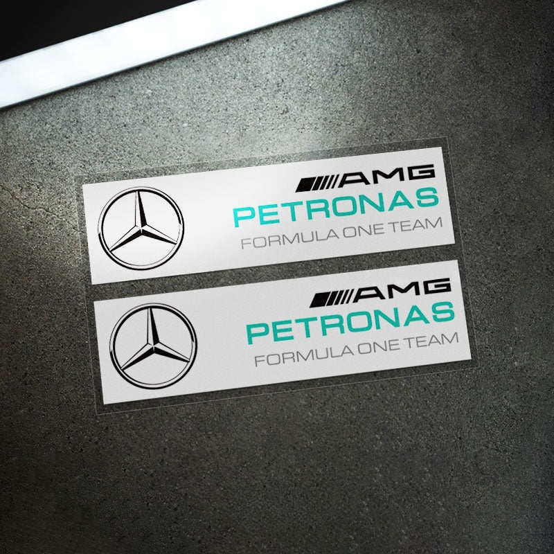 Mercedes-AMG Petronas F1 reflective decal pair Style A White Classic