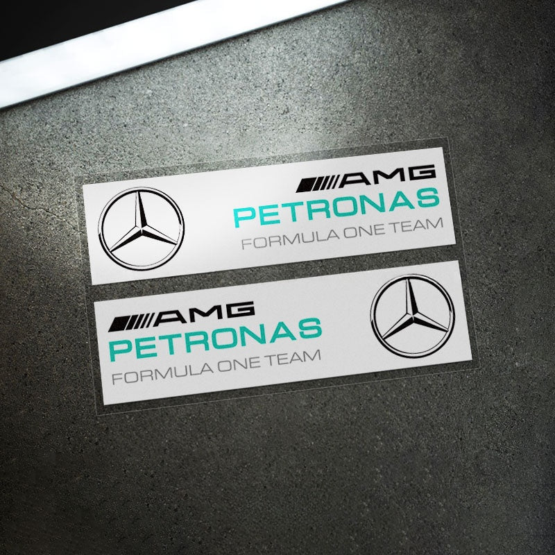 Mercedes-AMG Petronas F1 reflective decal pair Style B White Mirrored