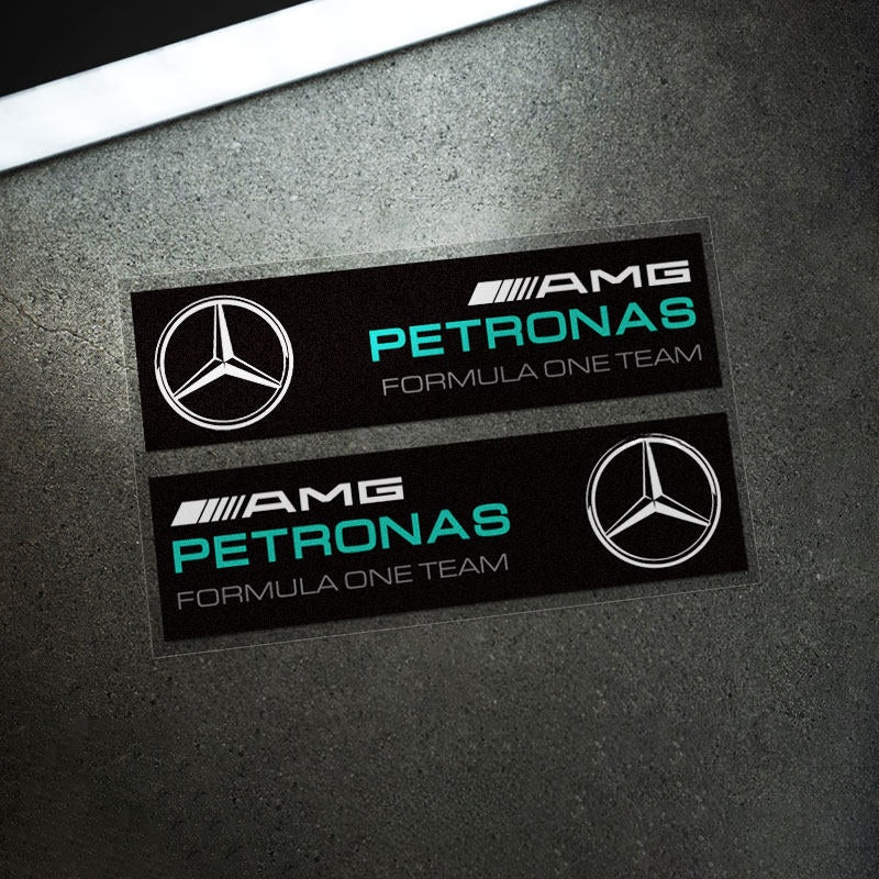 Mercedes-AMG Petronas F1 reflective decal pair Style D Black Mirrored