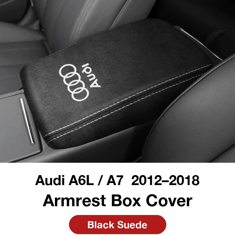 Audi A6L / A7 2012–2018 armrest box cover – Black Suede
