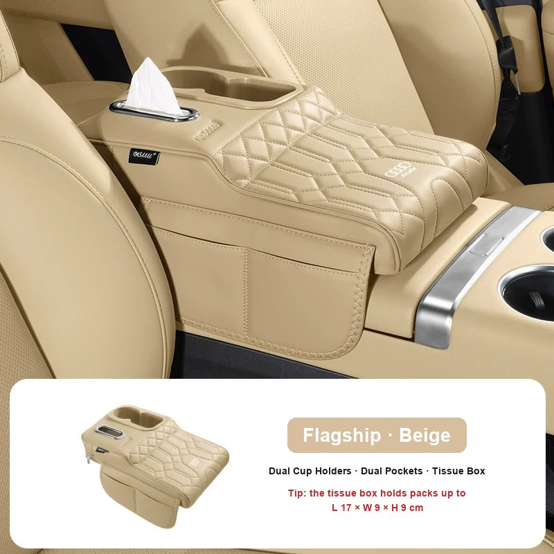 Flagship Audi armrest booster with cup holders in Beige