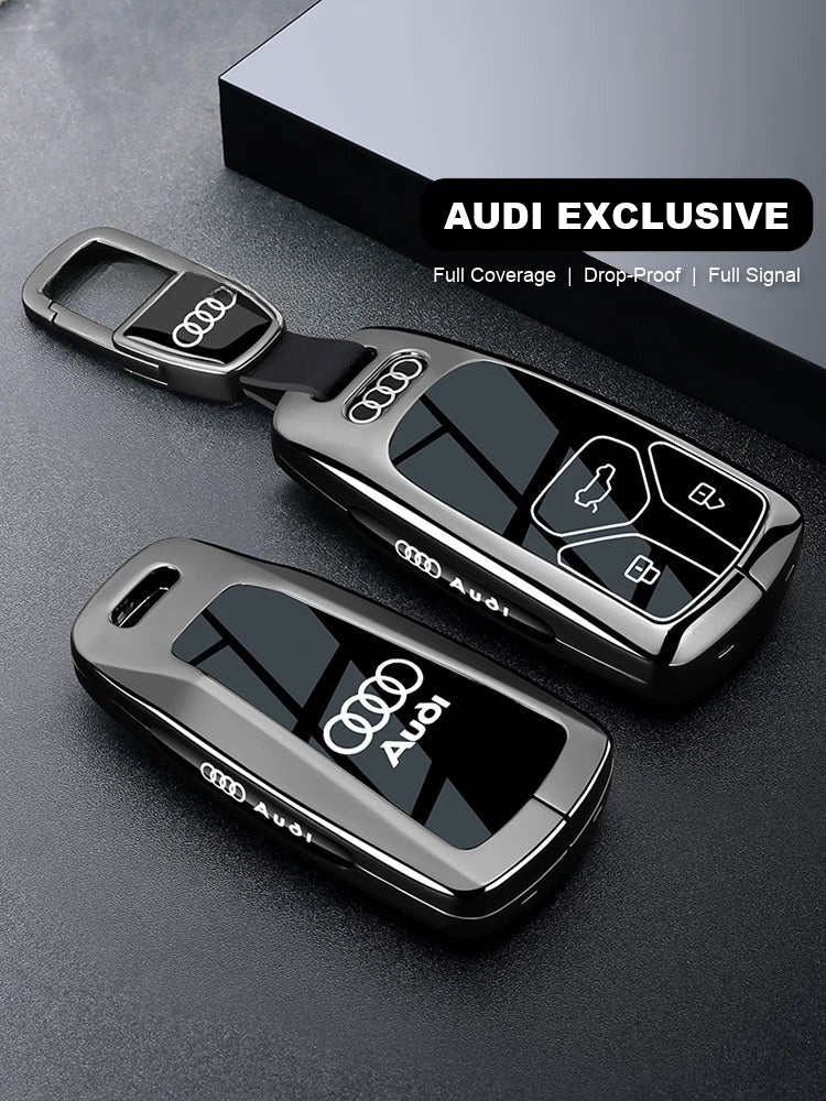 Audi Black Warrior Key Case – gunmetal frame with polished mirror panel