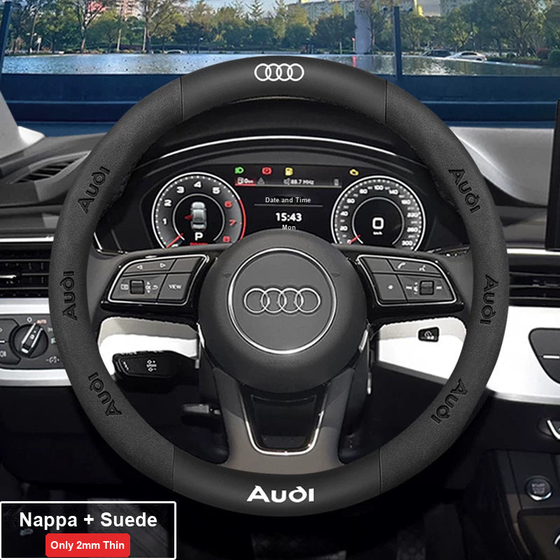 Audi ultra-thin steering wheel cover – Round – Nappa + Suede – Black
