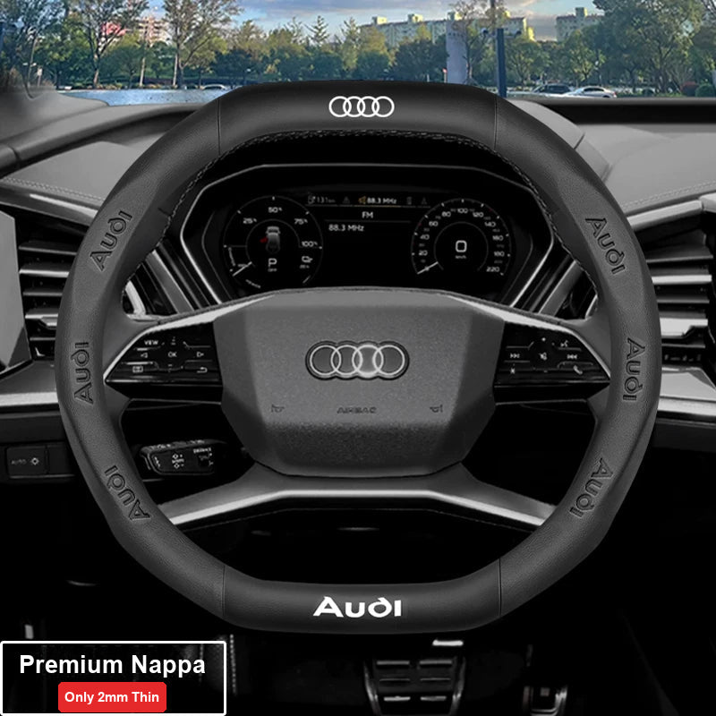 Audi ultra-thin steering wheel cover – Double D-Shape – Premium Nappa – Black