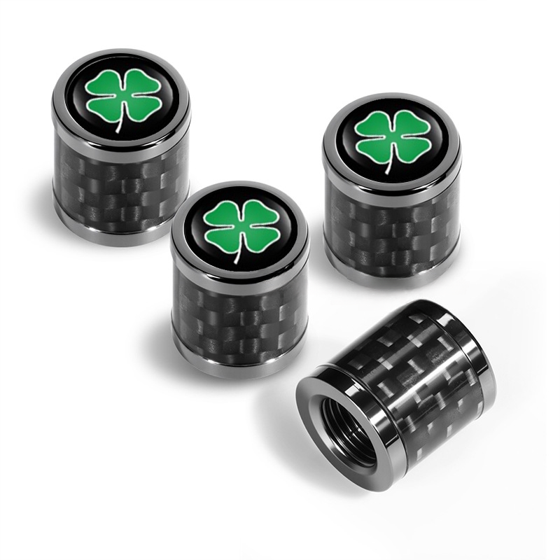 Carbon fiber valve caps with four-leaf clover emblem